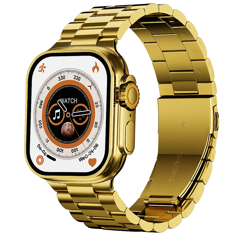 Smart Watch with Heart Rate Monitoring - 1 Pc Health Tracker in Gold & Orange