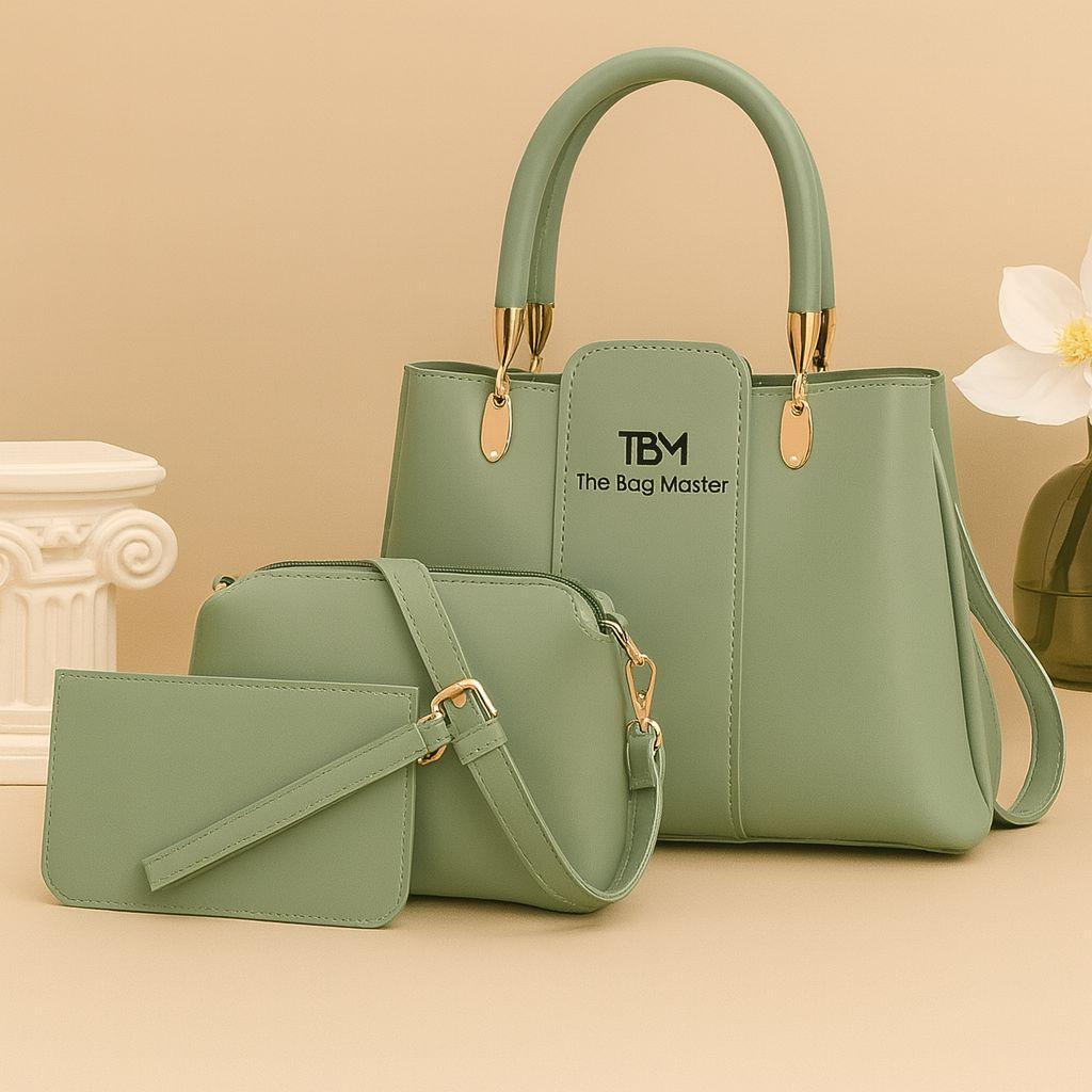 Chic Women's PU Leather Hand Bag Set - 3 Pcs in Stylish Multicolor